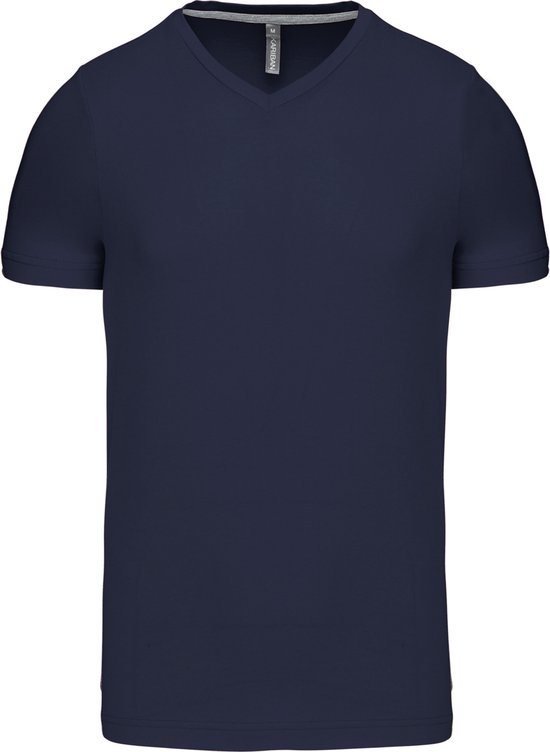 Donkerblauw T-shirt met V-hals merk Kariban maat L