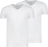 Slater 8200 - Tencel 2-pack T-shirt V-hals korte mouw wit L