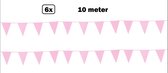 6x Vlaggenlijn roze 10 meter -1 kleur - vlaglijn festival feest party verjaardag thema feest kleur