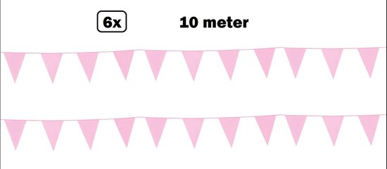 6x Ligne de drapeau rose 10 mètres -1 couleur - ligne de drapeau party d'anniversaire fête à thème couleur