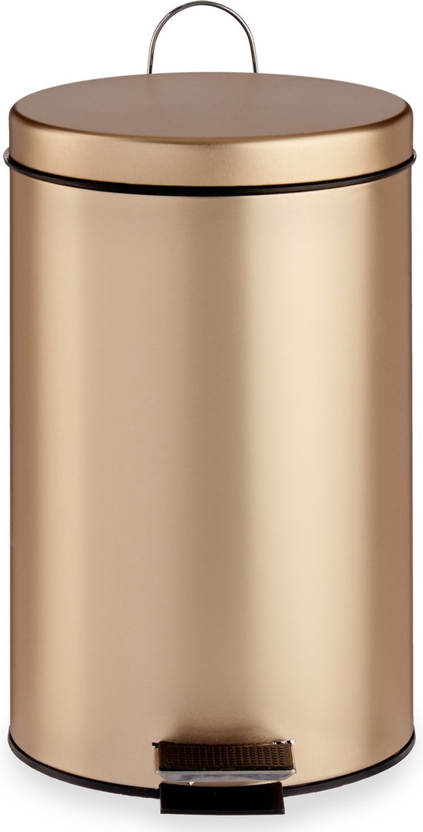 Goedkoopste Berilo Pedaalemmer/vuilnisbak - goud kleurig - metaal - 12 liter inhoud