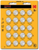 Bouton lithium Kodak MAX CR2025 pack de 20