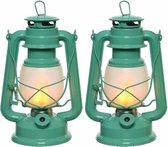 Set de 4 lanternes tempête lumineuse LED bleu turquoise 24 cm avec effet flamme - Lampe de camping / lampe de camping - Lampe LED Fire