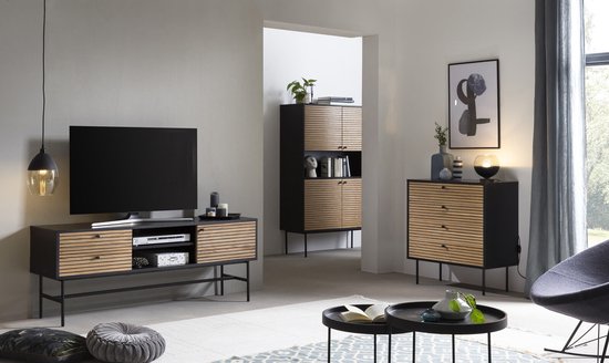 Diamond Douchedeur | 85 cm Mat zwart Helder met 4 zwarte strepen Draaideur DDA108138RMBN