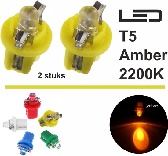 10 Stück LED-Lampen für Armaturenbrett, B8-5D T5, mit Fassung, blau