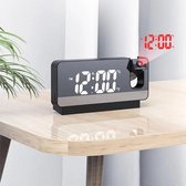 Wekker numérique en bois NOIR - Radio-réveil - Chargeur sans fil iPhone - Réveil de voyage - Réveils numériques - Station météo intérieure