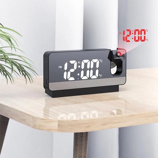 Wekker numérique en bois NOIR - Radio-réveil - Chargeur sans fil iPhone -  Réveil de