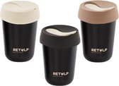 Retulp Travel Mug - Voordeel pakket - Koffiebekers to go - Koffiebeker 3 stuks - Black - 275 ml