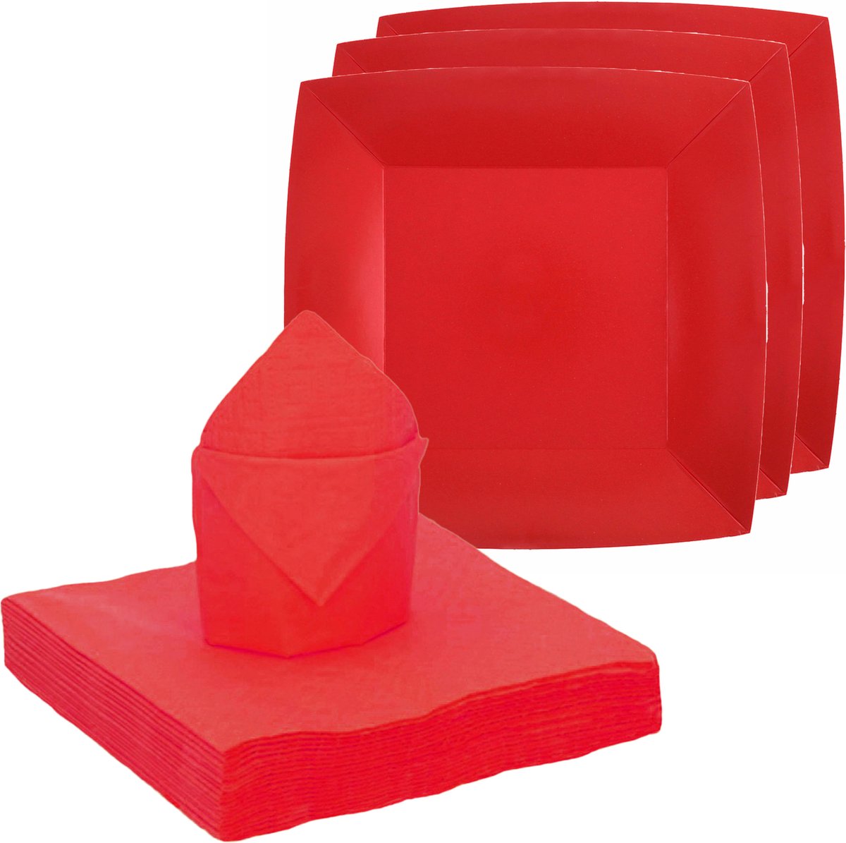 Santex feest/verjaardag servies set - 20x gebaksbordjes/25x servetten - rood - karton