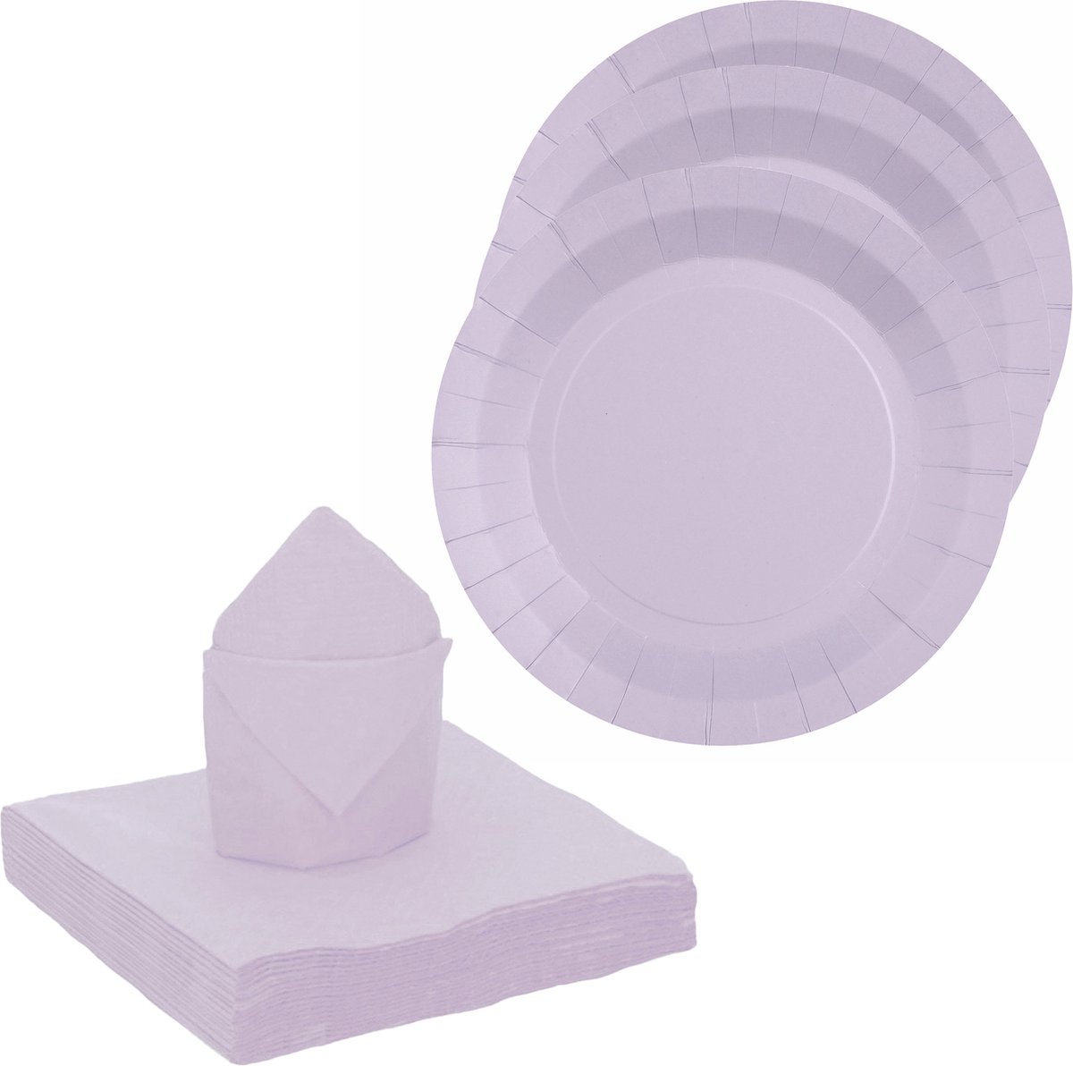 Santex feest/verjaardag servies set - 20x gebaksbordjes/20x servetten - lila paars - karton