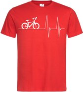 Grappig T-shirt - hartslag - heartbeat - fiets - fietsen - wielrennen - mountainbike - fietssport - sport - maat 3XL