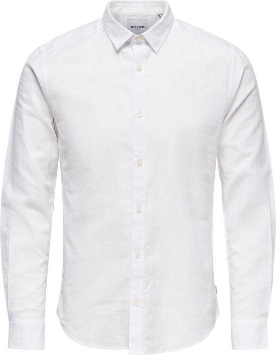 Only & Sons Overhemd Onscaiden Ls Solid Linen Shirt Noos 22012321 White Mannen Maat - XS