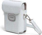 YONO Case geschikt voor Fujifilm Instax Mini Link 2 - Leren Hoesje met Draagriem - Tasje - Beschermhoes - Wit