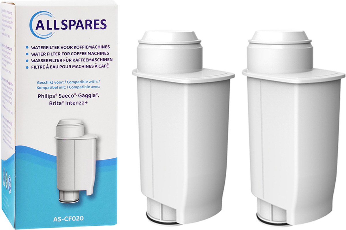 AllSpares Waterfilter (2x) geschikt voor o.a. Philips / Saeco koffiemachines vervangingsfilter voor BRITA Intenza+ en Philips / Saeco CA6702