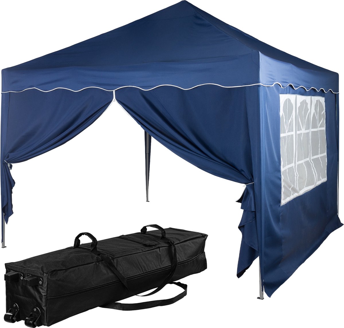 Paviljoen, 3x3, vouwpaviljoen, waterdichte partytent, 420D Oxford, uv-bescherming 50 , tuintent, incl. zandzak, geslepen nagels, opbergtas, paviljoens voor tuin, feest, bruiloft, blauw