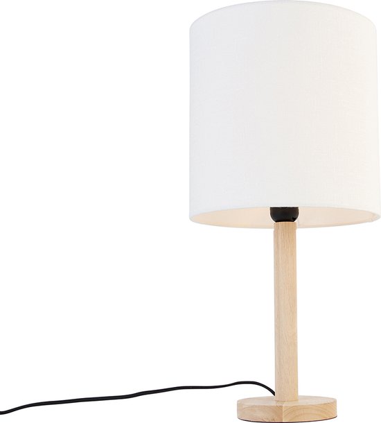 QAZQA mels - Landelijke Tafellamp met kap - 1 lichts - H 50 cm - Naturel - Woonkamer | Slaapkamer | Keuken