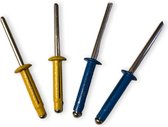 LB Tools Popnagels kentekenplaat | Kentekenplaatnagels set | geel en blauw aluminium