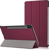 Hoes Geschikt voor Samsung Galaxy Tab S8 Plus hoes Book Case Smart Cover Wine Rood - Hoes Geschikt voor Samsung Galaxy Tab S8 Plus hoes - Hoes Geschikt voor Samsung Galaxy Tab S7 FE hoes bookcase - Tab S7 plus hoes Trifold hoes -Tablet Hoes 12.4 Inch