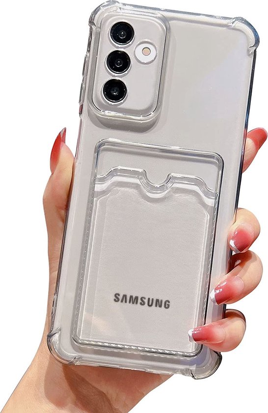Samsung A54 hoesje met pasjeshouder transparant Shock proof case met  Kaarthouder | bol