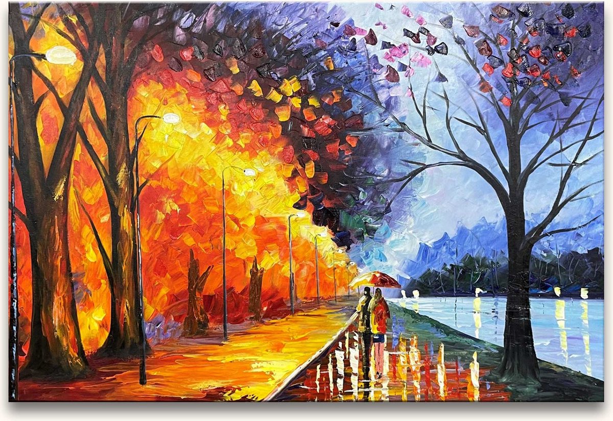 Handgeschilderd schilderij Olieverf op Canvas - Leonid Afremov - Herfstlicht
