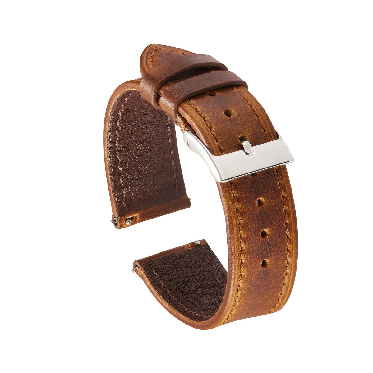 SmartphoneClip® Horlogeband - Vintage Leer - 22 mm - Cognac - Horlogebandjes