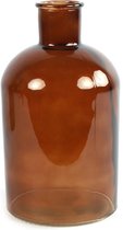 Countryfield Bloemenvaas - bruin - doorzichtig glas - apotheker fles - D17 x H30 cm