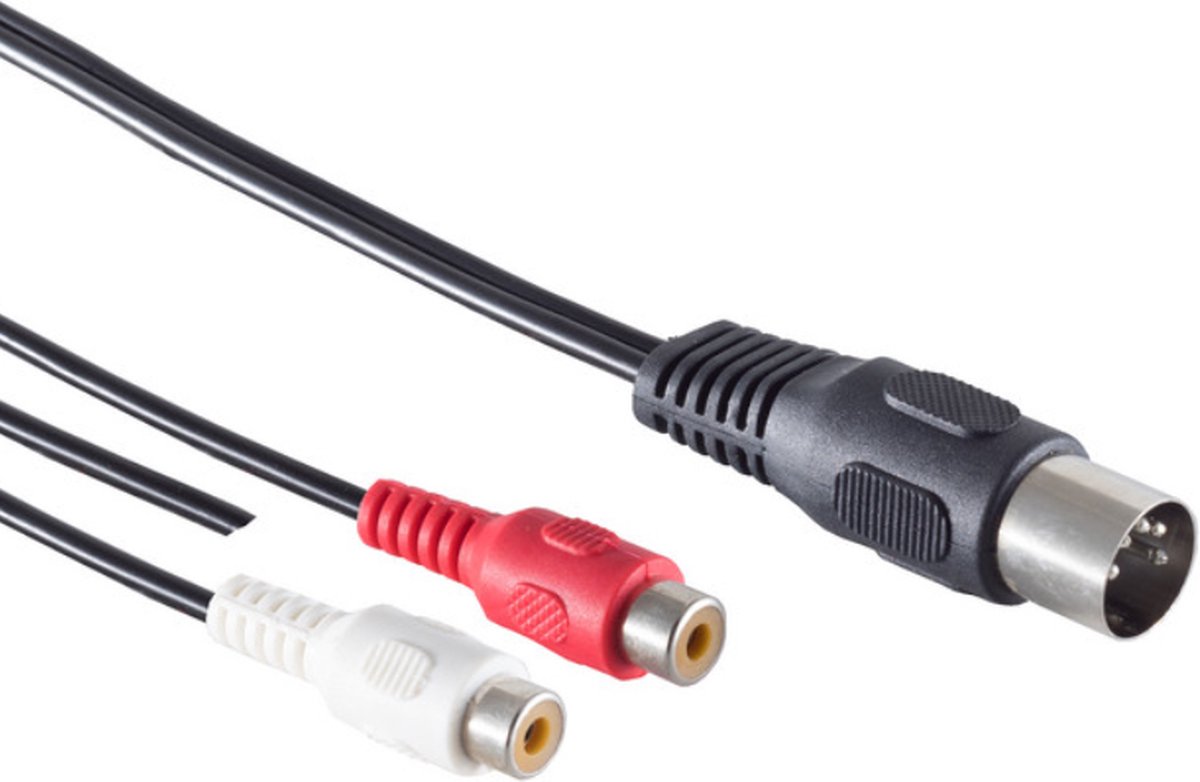 DIN 5-pins (m) - Tulp stereo 2RCA (v) audio adapter met aarde-kabel  (afspelen) / zwart... | bol.com