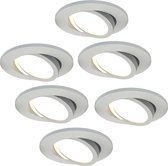 Ledvion - 6X LED Inbouwspot - Wit - Dimbaar - 7W - IP65 - CCT - COB - Ø90mm