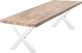 Tuintafel Douglas 250 x 100 - Witte Stalen X poten + Tijdelijk Gratis Onderhoudspakket - inclusief montage