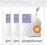 Simplehuman Code H Afvalzakken - 35 liter - 60 stuks - met Trekband - Wit