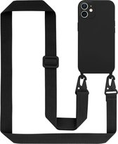 Cadorabo Mobiele telefoon ketting geschikt voor Apple iPhone 12 MINI in LIQUID ZWART - Silicone beschermhoes met lengte verstelbare koord riem