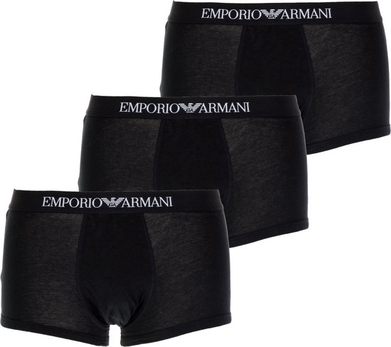 Emporio Armani - Heren Onderbroeken 3-Pack Boxers Trunk Zwart - Zwart -  Maat S | bol.com