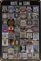 Wandbord – Route 66 signs - Verkeersborden - Retro - Wanddecoratie – Reclame bord – Restaurant – Kroeg - Bar – Cafe - Horeca – Metal Sign – 20x30cm