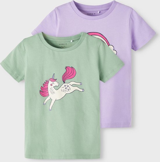 NAME IT Mädchen 2er Pack T-Shirts - Nmffrejane Top Kurzarm