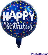 Donker Blauwe Happy Birthtday Folieballon