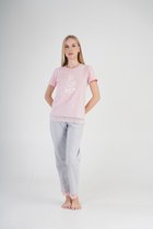 Vienetta dames comfortabele pyjama | korte mouwen | lange broek broek | modieuze snit | katoen | XL