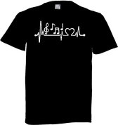 Grappig T-shirt - hartslag - heartbeat - muzieknoten - muziek - maat XXL