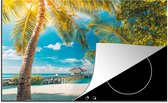 KitchenYeah® Inductie beschermer 77x51 cm - Strand - Palmboom - Zee - Kookplaataccessoires - Afdekplaat voor kookplaat - Inductiebeschermer - Inductiemat - Inductieplaat mat