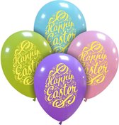 Happy Easter ballonnen, 8 st., 30 cm, Pasen, pastel kleuren, geschikt voor helium