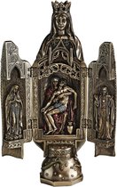 Drieluik Mariabeeld - Maagd Maria Drieluik Altaar - Heilige Maria met Jezus Drieluik beeld - gebronsd - 28cm