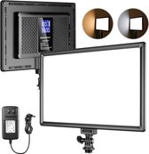 Neewer® - Ultradun - 192 LED Videolamp met LCD-scherm - Ingebouwde Lithiumbatterij - Dimbaar - Bi-Color - 3200K-5600K - CRI 95+ Zachtere Verlichting - Geschikt voor Portretopnamen - YouTube-video's - Continue Uitgangsverlichting