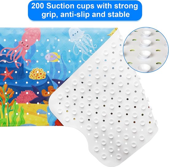 Badmat voor kinderen, antislip, 100 x 40 cm, antislipmat, badkuip, BPA