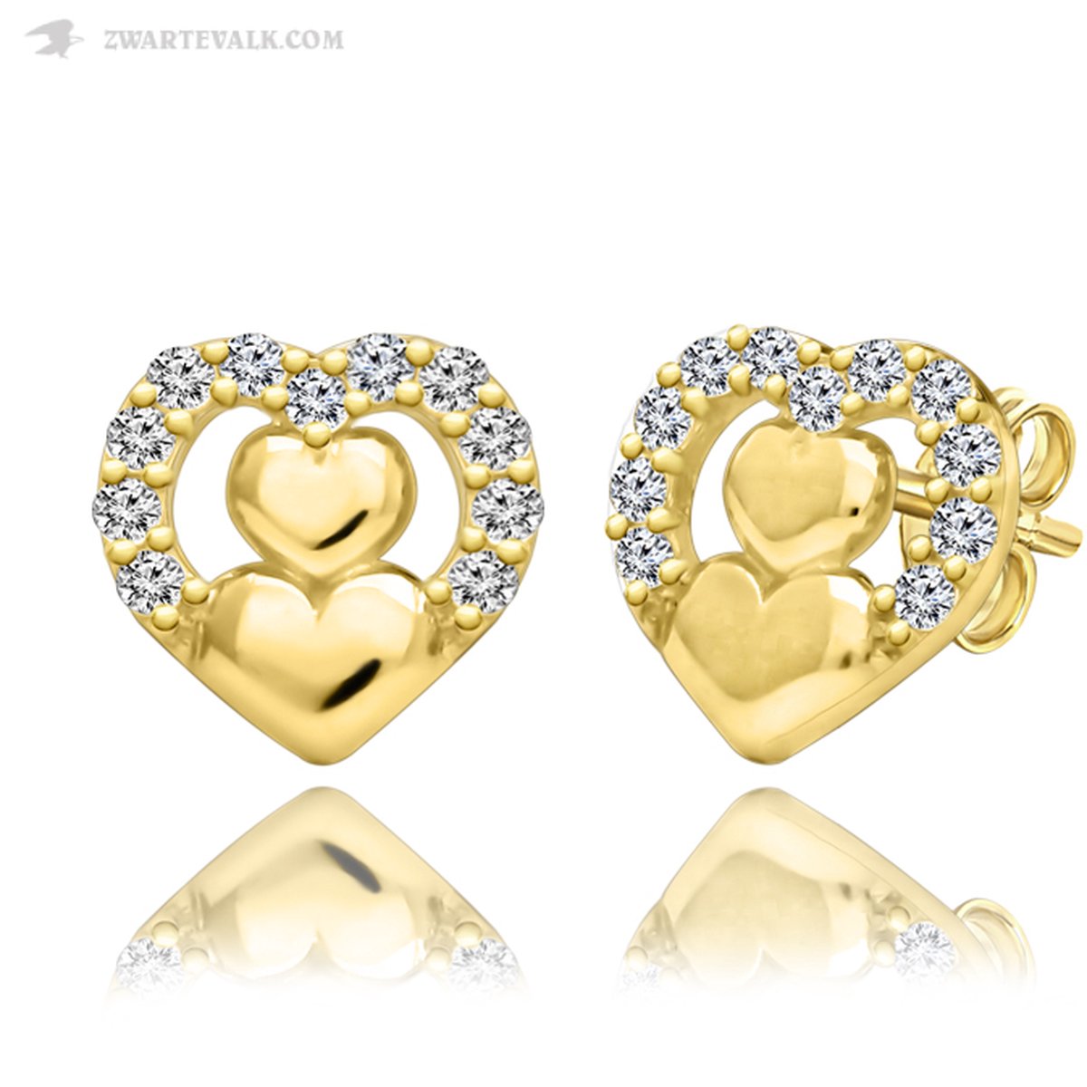 Juwelier Zwartevalk - 14 karaat gouden hartjes oorbellen 12.333