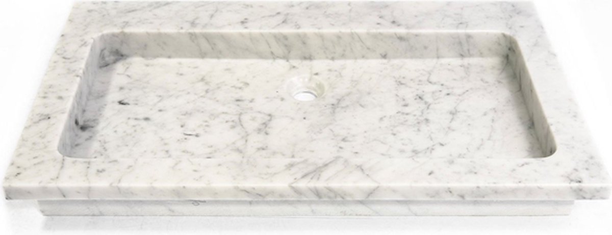 Saniclass Dia meubelwastafel 80x46x9cm met 0 kraangaten 1 sifonuitsparing marmer Wit gepolijst