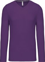 T-shirt violet manches longues et col V marque Kariban taille XL