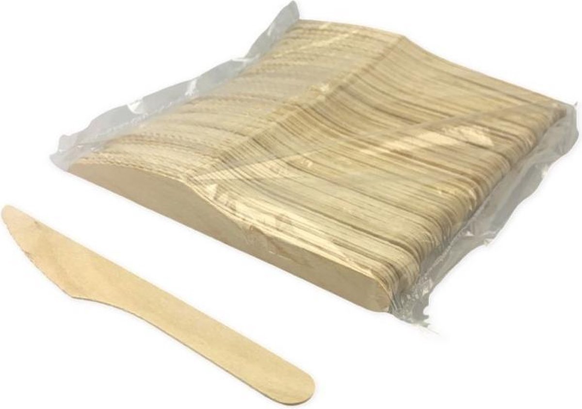 100 x Sustainable Earth Houten Wegwerp Mes, Recyclebaar, 16 cm