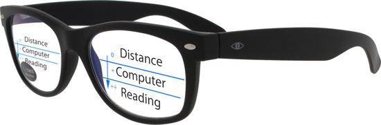 Noci Eyewear TAB013 +1.50 WF Multifocale Computerbril - BlueShields blauw licht filter lens - Zwart