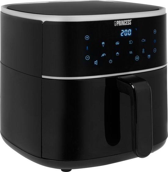 Princess Digitale Airfryer XL 182244 - 6 liter - Groot - PFAS vrij - Heteluchtfriteuse - Zwart - Digital Touchscreen - 8 Automatische Programma's - Inclusief in hoogte verstelbaar Grillrack