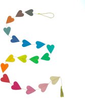 Luna-Leena duurzame multi hartjes slinger - verticale slinger - L 2 cm - eco papier - beide kanten hart dezelfde kleur - handgemaakt in Nepal - hart - liefde - romantiek - huwelijk - geboortje - feest - valentijn - jubileum - moederdag