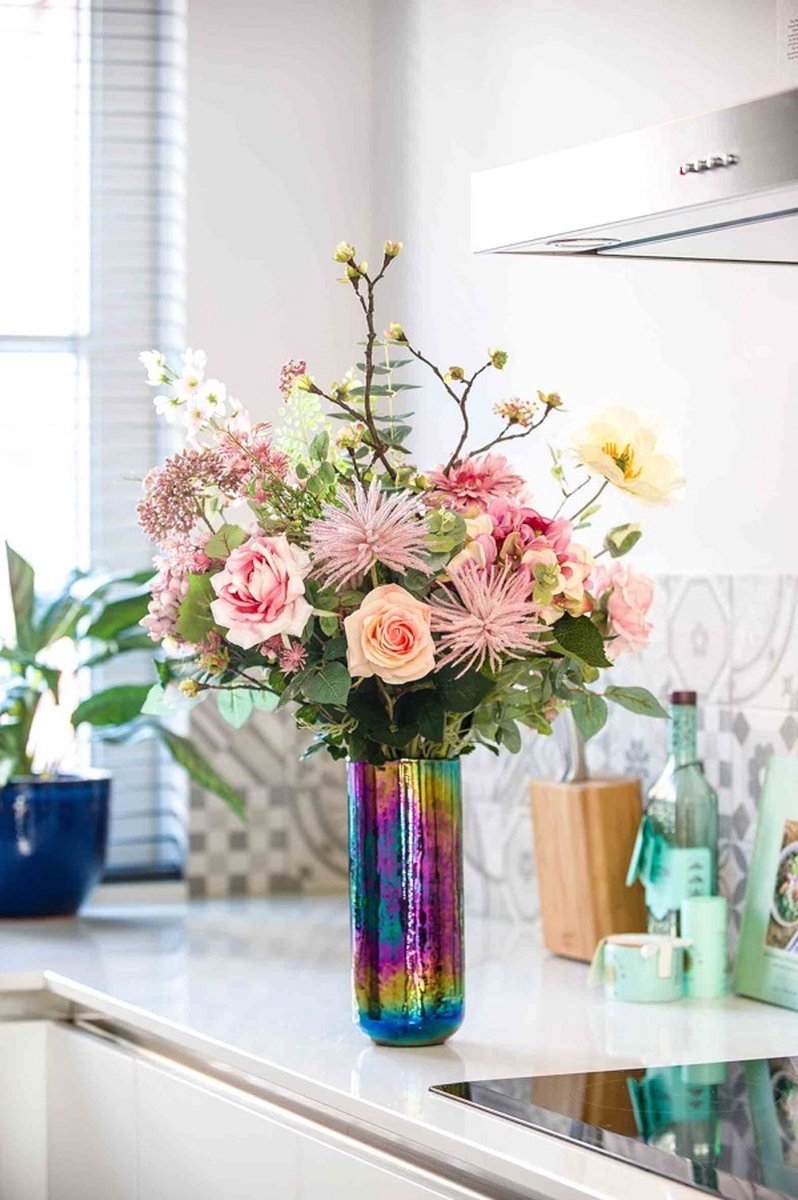 Zijden bloemen boeket "Pink Myst" | 85 cm | Prachtige subtiele tinten | Unieke Gift